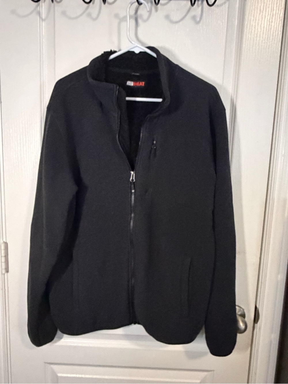 Men's Black Full-Zip Fleece Jacket - Heat Label